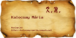 Kalocsay Mária névjegykártya